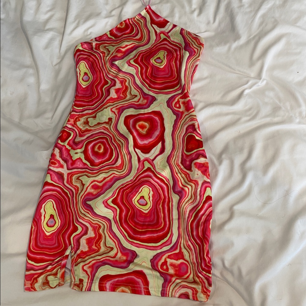 psychedelic print halter dress